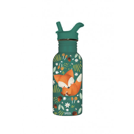 [1761] gourde renard isotherme 350ml avec paille
