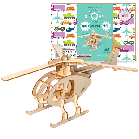 Little Story Wooden Model 3D Puzzle - Hélicoptère