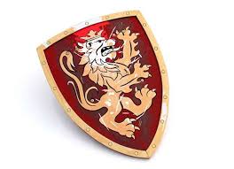 [lt11350] Bouclier Chevalier lion doré rouge