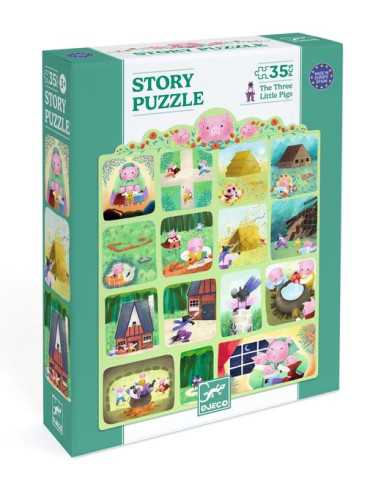 [dj07051] Story Puzzle Les trois petits cochons 35pcs