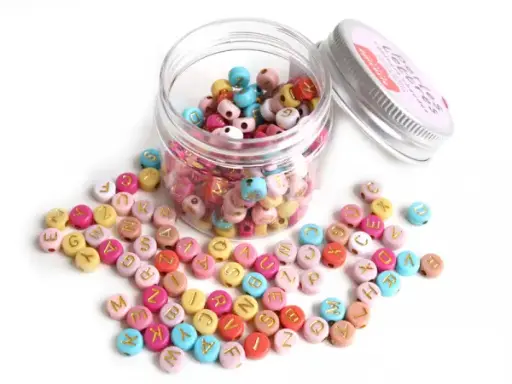 Pot de perles Lettres - Couleurs chaudes