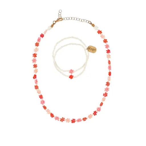 [107407] Set Collier et bracelet Millie Fleur Rose
