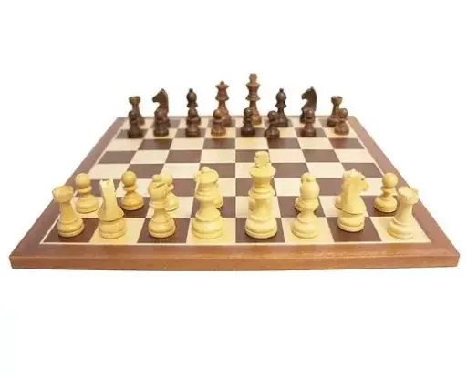 [ECH006B] Echecs - plateau acajou + pieces T3 