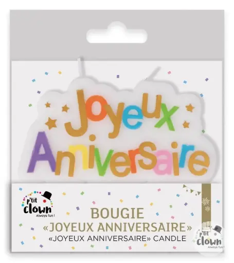 Bougie Joyeux Anniversaire - multicolore