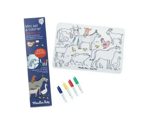 [713160] Mini set silicone à colorier +4feutres Aujourd'hui c'est mercredi