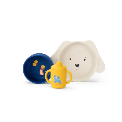 [684057] Set vaisselle silicone - Puce et Pilou