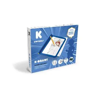 Kidydraw Tablette lumineuse nomade bleue pour apprendre à dessiner et écrire A4 2-en-1 (Thème Manga)