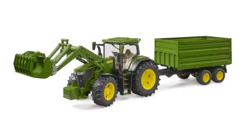 [BR03155] John Deere 7R avec chargeur avant et remorque avec attelage tandem
