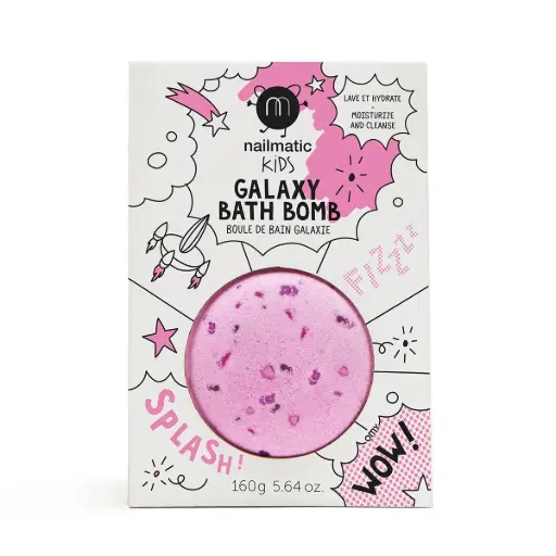 [701COSMICB] Boule de Bain Galaxie Rose avec des paillettes violettes
