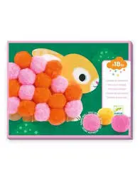 [DJ00049] Collage de pompoms - Animaux et ronds pompoms