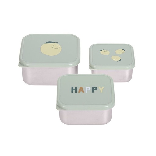 Lot de 3 boîtes à goûter inox Happy Fruits Citron