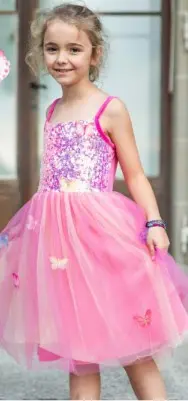 [35823] Robe princesse des papillons 3-4 ans - Rose