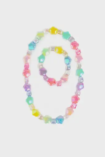 [86180] Collier et bracelet étoiles Voeux à un arc-en-ciel