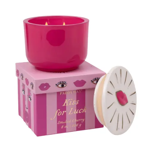 [cmd803EU] Bougie en céramique PADDYWAX Charmed 226G Pink Glass Candle With Lips Lid
