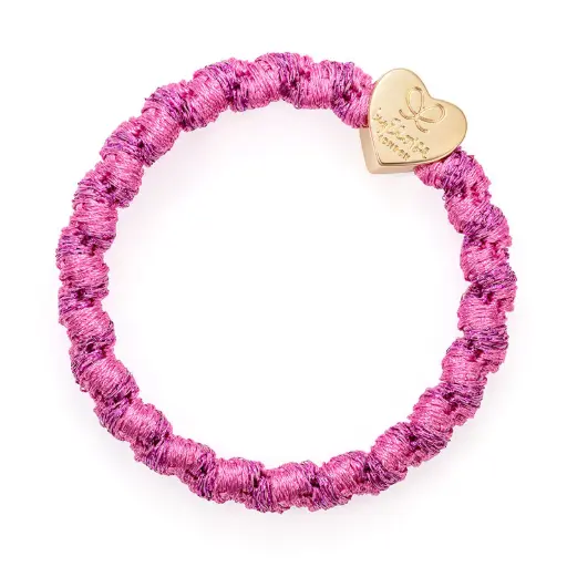 [W-1-110] byEloise - Woven Gold Heart Bubblehum Pink