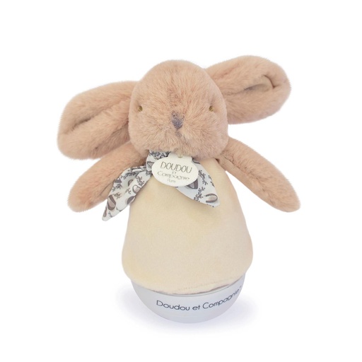 Lapin doudou - veilleuse musicale culbuto beige
