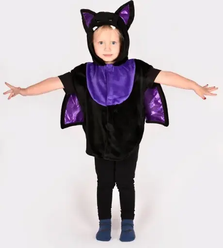 [F77635] Cape Chauve souris noir/mauve 1-4ans