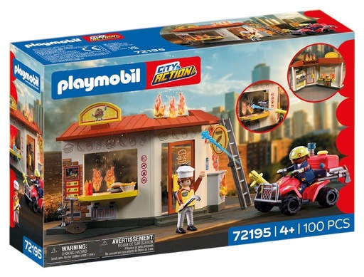 Playmobil - Restaurant en feu & quad de pompiers (72195)