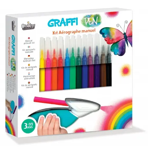 New Graffi Pen - Kit Aerographe avec 12 Feutres 